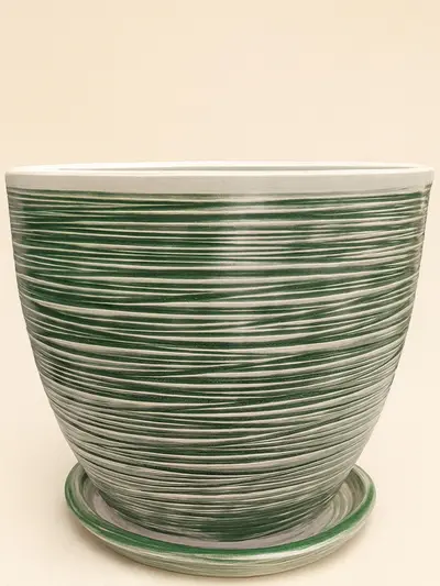 Yeşil Çizgili Sırlı No 6 Ø35cm -  Saksilar - Lalezar Botanik